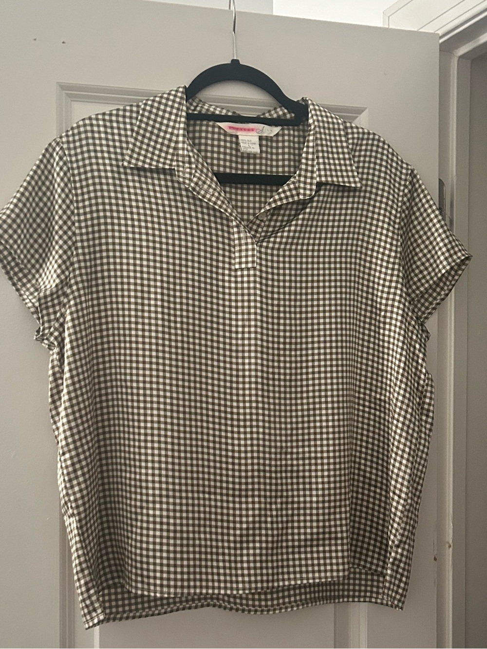 Vintage Express Gingham Silk Polo, size L